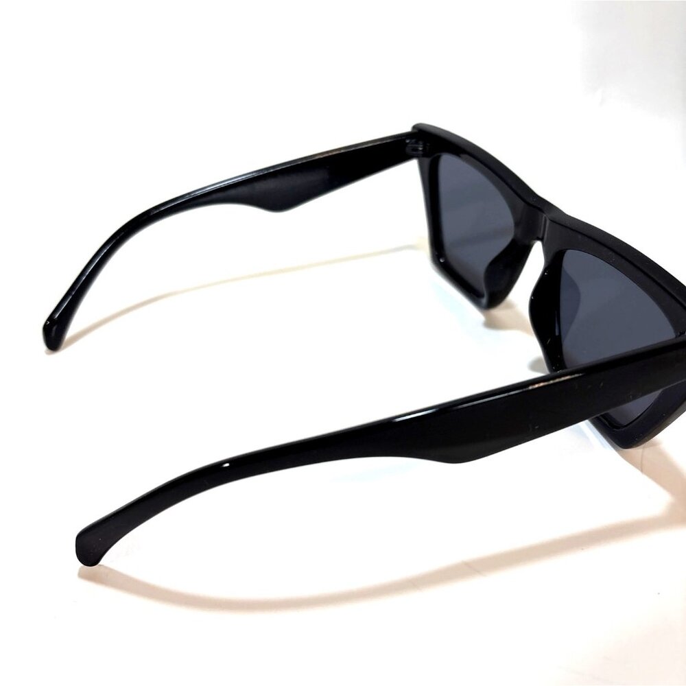 Cat Eye Black Frame Sunglasses With Dark Tinted Lenses - Picture 3 of 3